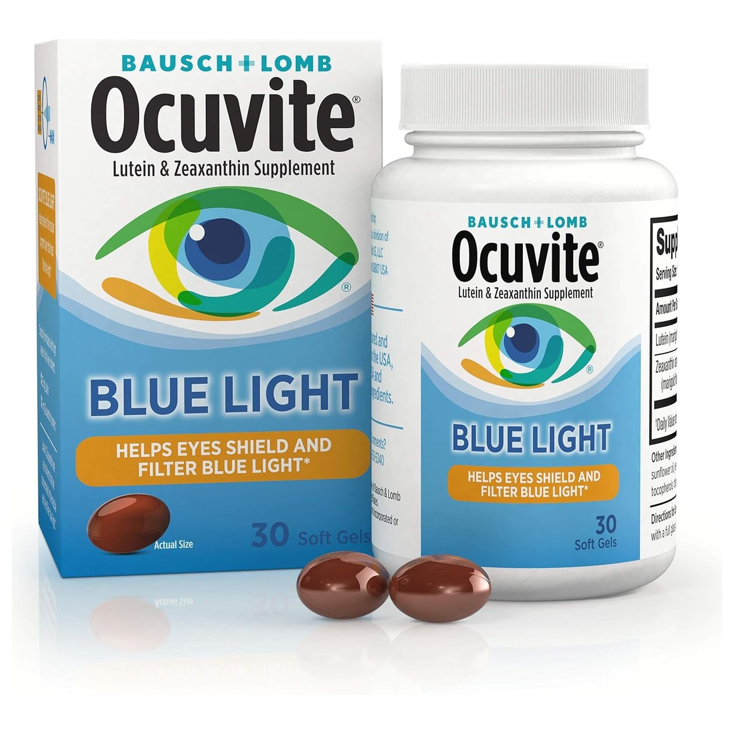 Ocuvite Blue Light Lutein 25Mg Lutein & Zeaxanthin Supplement, by Bausch + Lomb, 30 Softgels