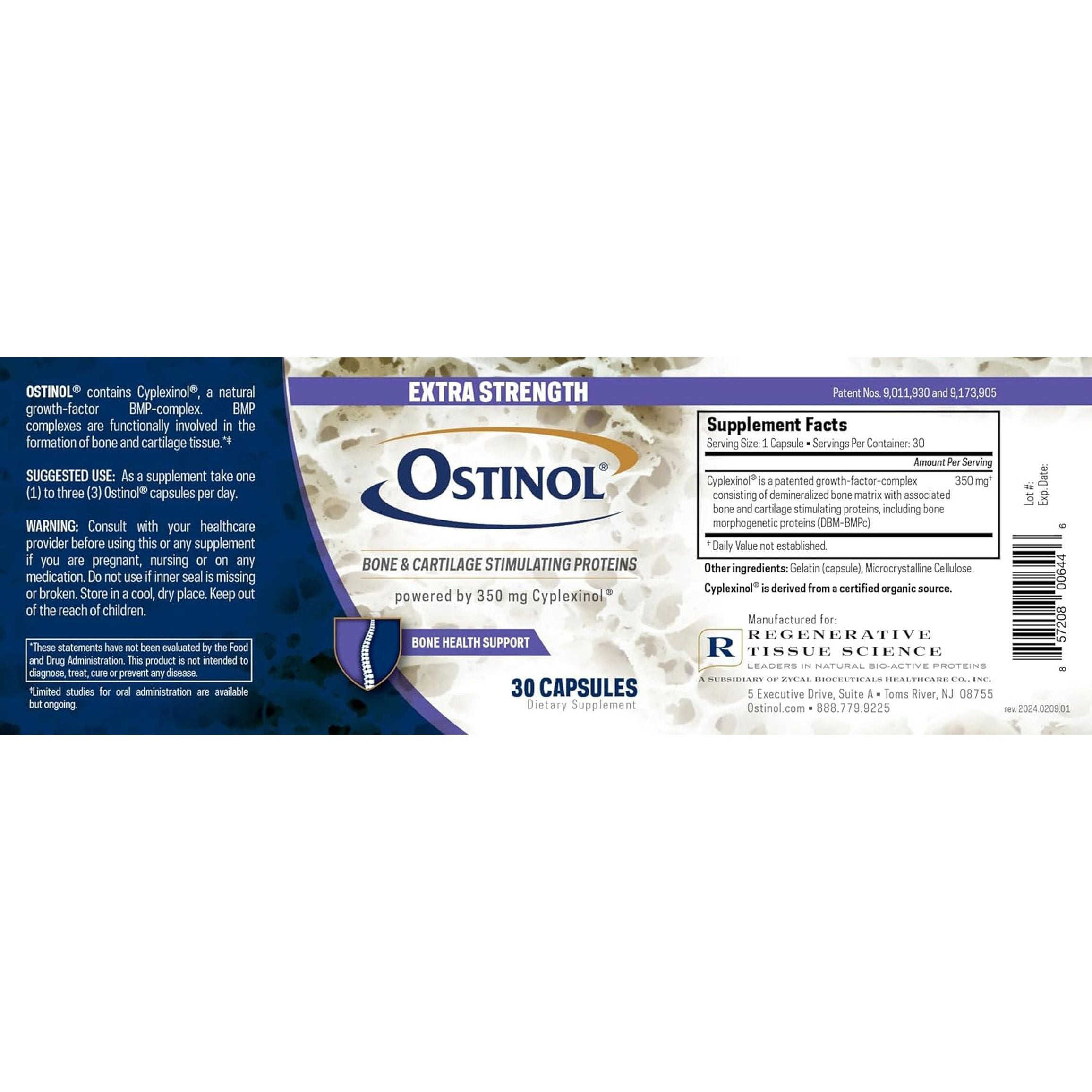 Ostinol Standard 350Mg - Bone & Joint Supplement | Stem Cell Activation Certified 30 Capsules