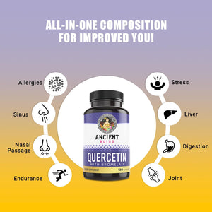 Ancient Bliss Quercetin with Bromelain Supports Immune System, Joint Health, Respiratory Health & Overall Well-Being – 120 Capsules