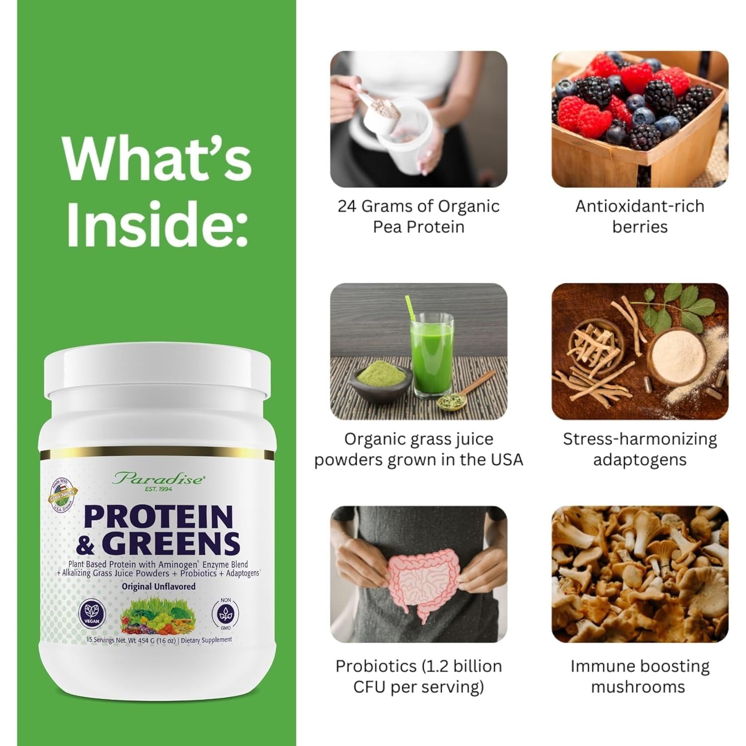 Paradise Herbs ORAC Energy Protein & Greens Powder, Antioxidant Power of 24 Servings