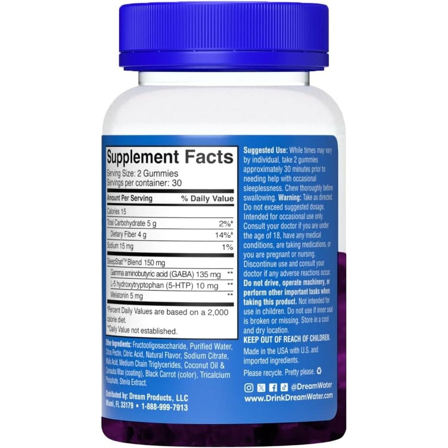 Dream Water Sleep Gummies Helps You to Fall Asleep 60 Gummies