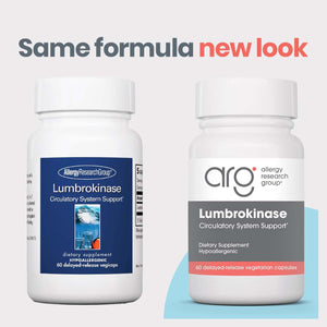 Allergy Research Group Lumbrokinase Supplement - Circulatory System Support- 60 Delayed Release Vegetarian Capsules