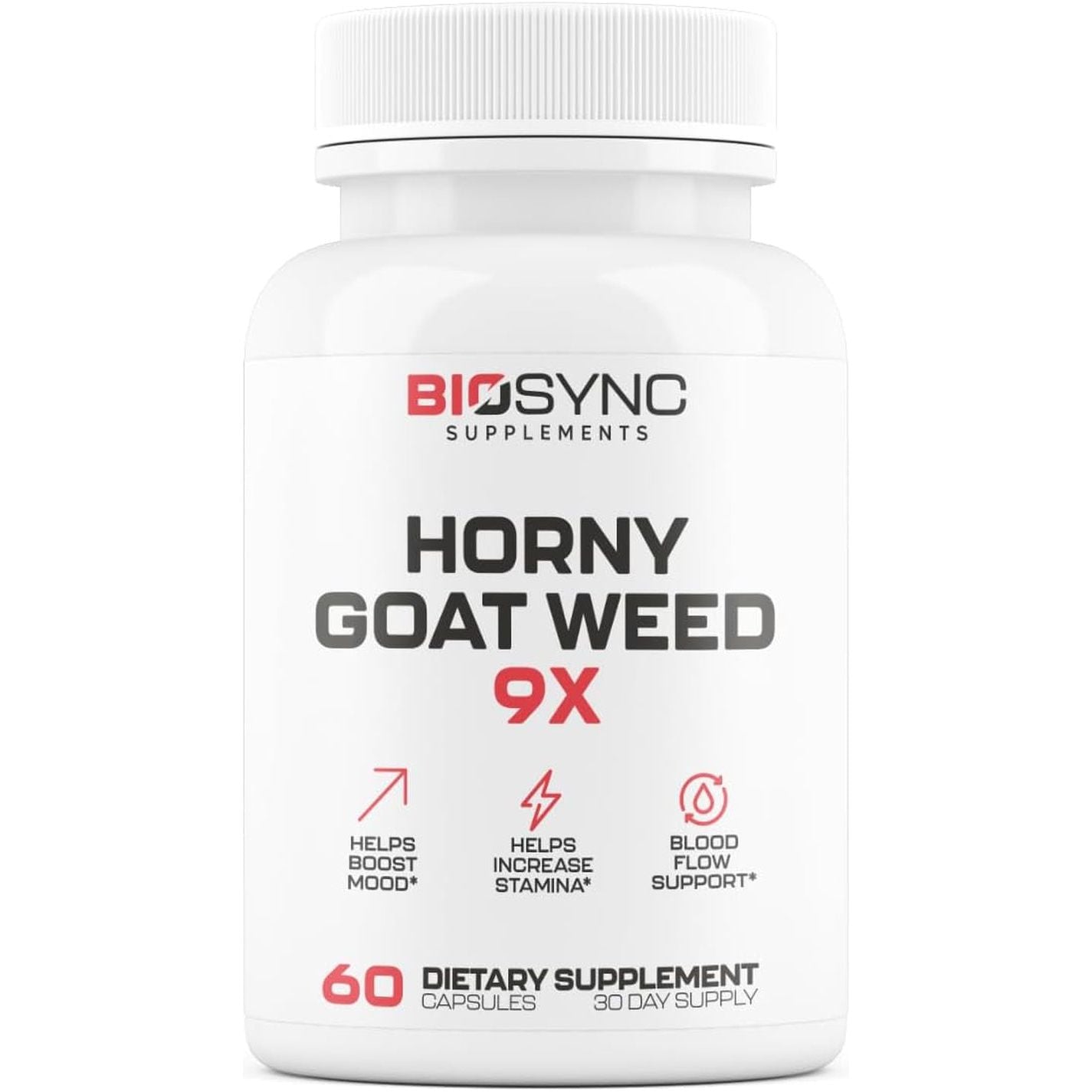 Biosync 9 in 1 Horny Goat Weed | Performance Supplement for Size, Muscle Mass, Circulation 60 Caps