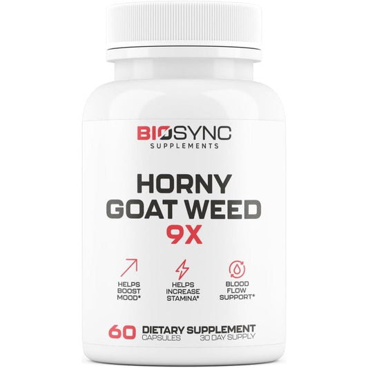 Biosync 9 in 1 Horny Goat Weed | Performance Supplement for Size, Muscle Mass, Circulation 60 Caps