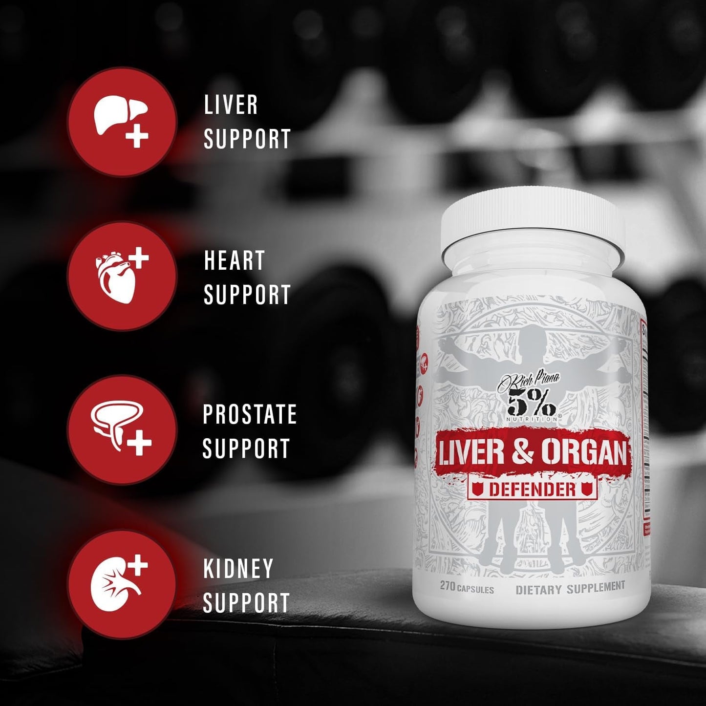 5% Nutrition Rich Piana Liver & Organ Defender Cycle Support plus NAC (90 Servings)