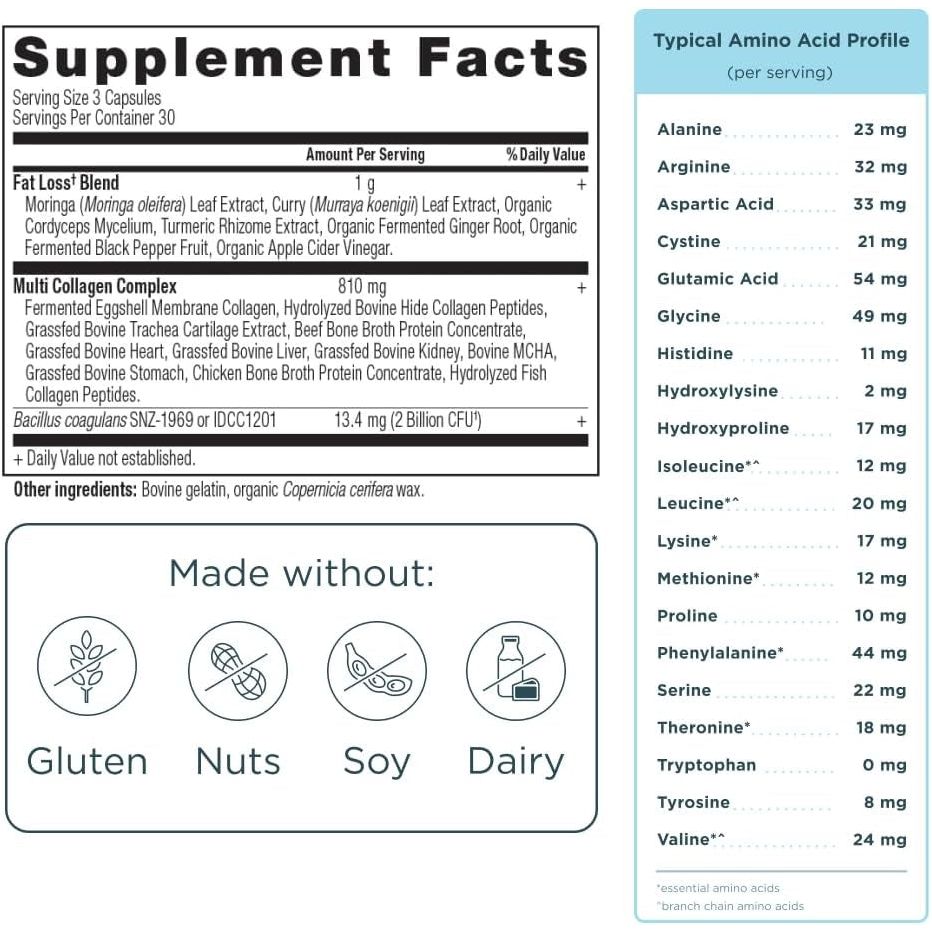 Ancient Nutrition Advanced Collagen Protein Lean with Probiotics, Supports Healthy Weight and Fat Loss, 90 Count