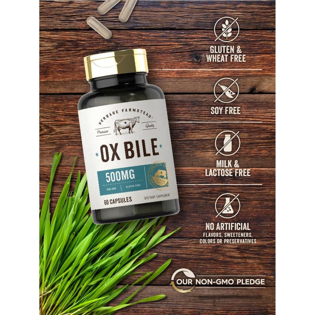 Carlyle Ox Bile Supplement | 500Mg | 60 Capsules | Digestive Enzyme by Herbage Farmstead