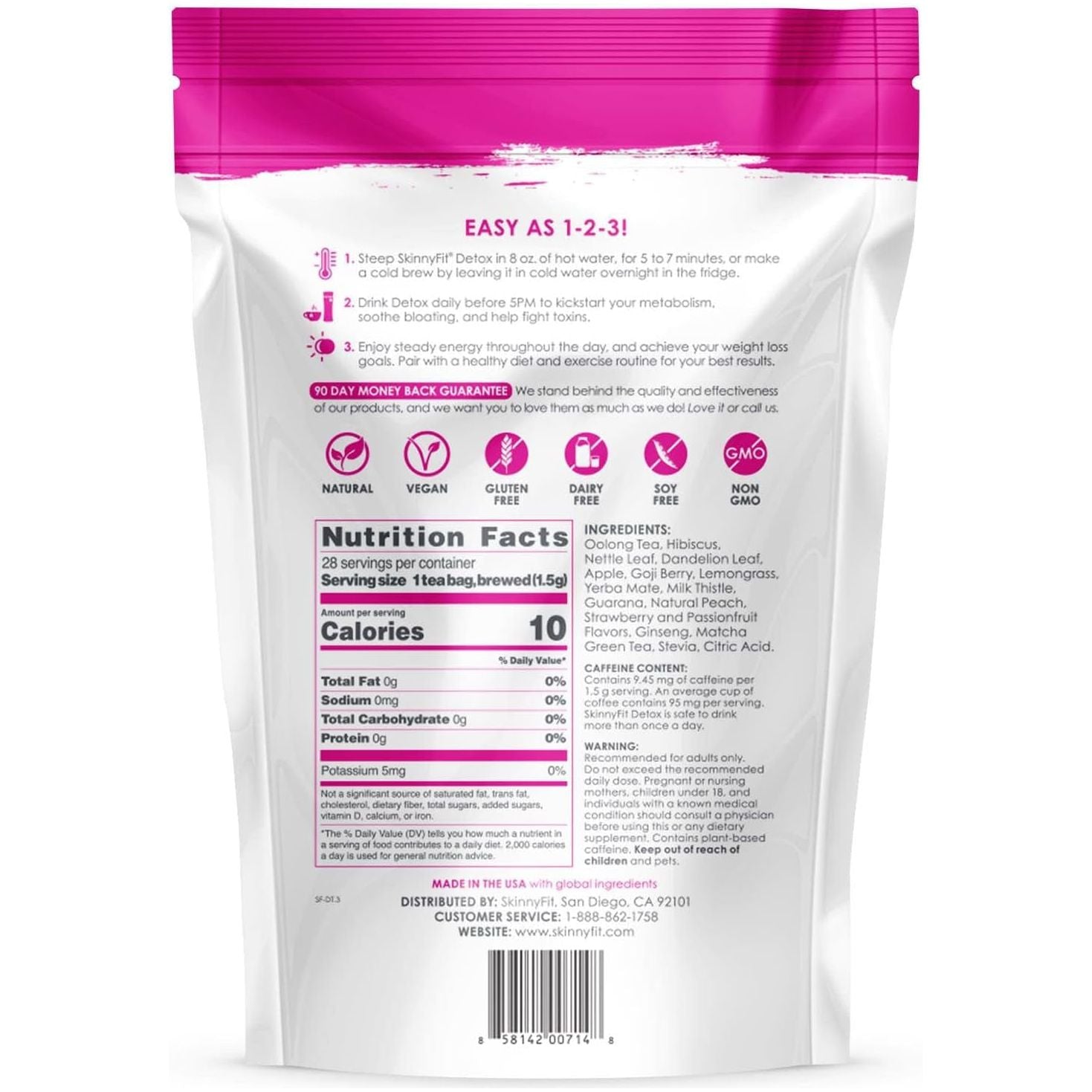 Skinnyfit Detox Tea: All-Natural, Laxative-Free, Supports a Healthy Weight 28 Servings