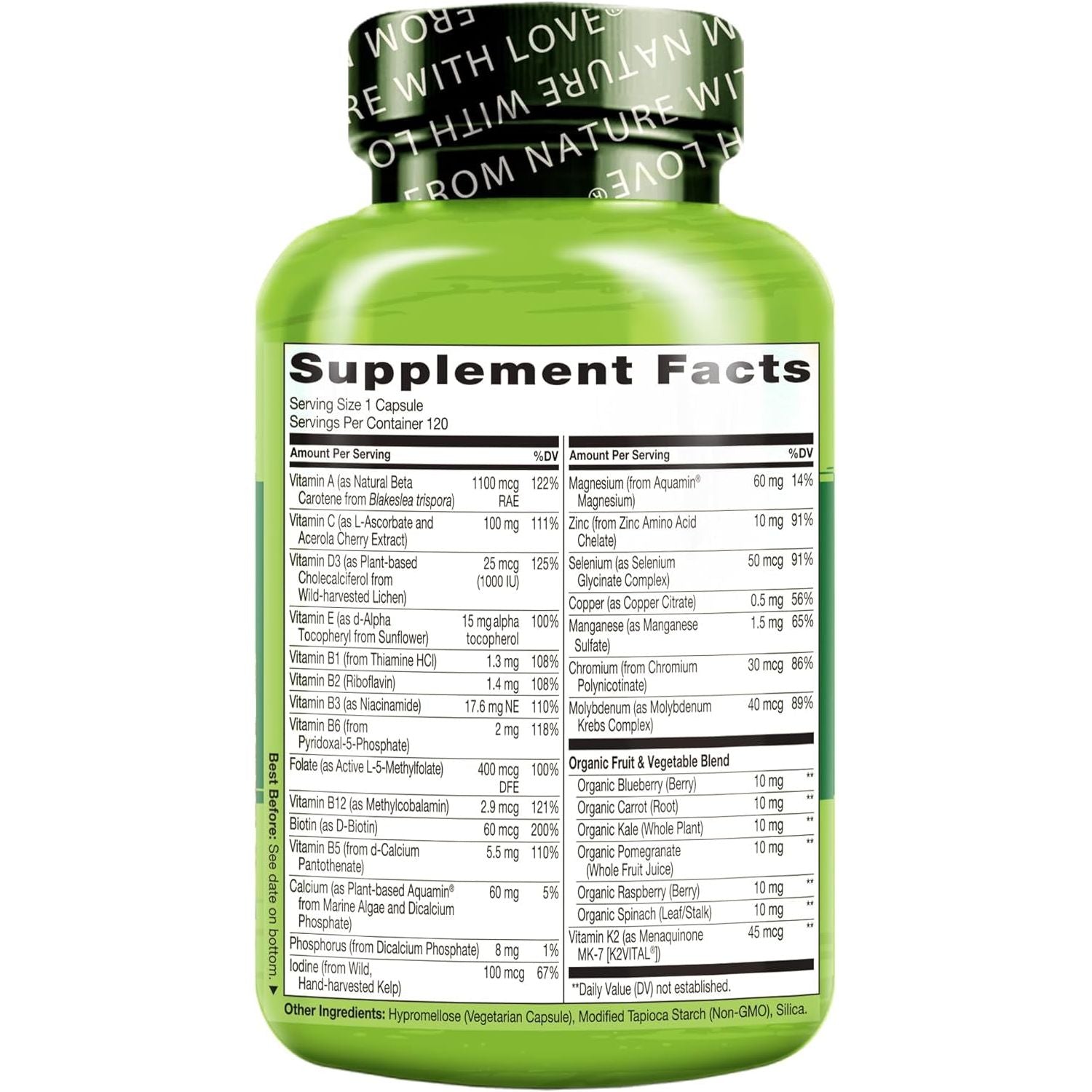 NATURELO Mens Multivitamins for Men 50+ - Boost Energy & Health 120 Capsules