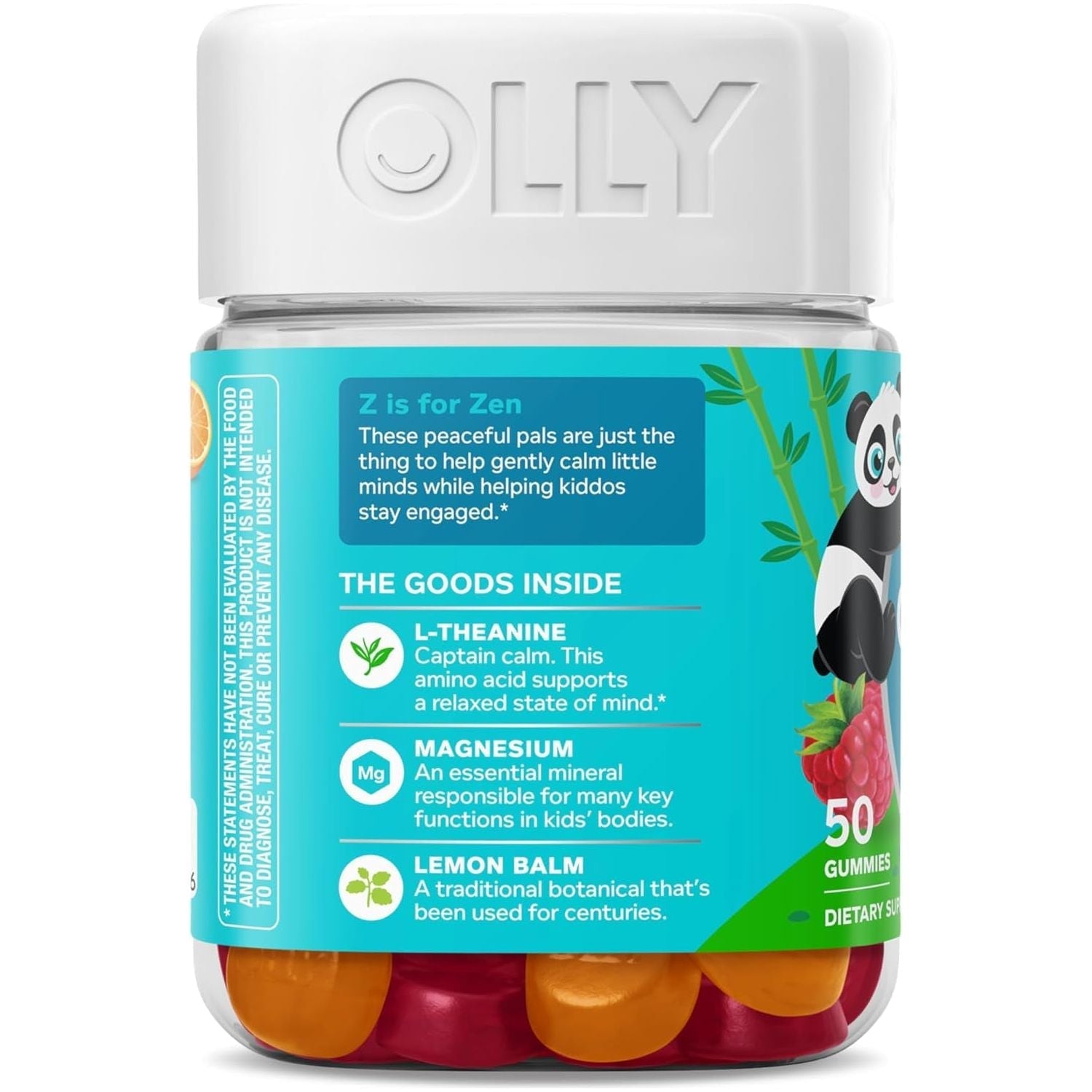 OLLY Kids Chillax Gummies, L-Theanine, Magnesium, Lemon Balm, Sherbet Flavor with Other Natural Flavor - 50 Count