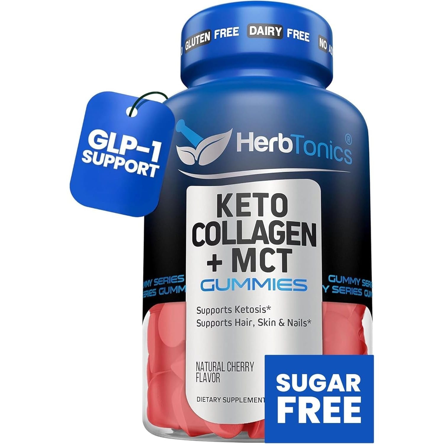 Herbtonics Keto Gummies with MCT + Collagen | Anti Aging, Hair Growth, Skin Care & Strong Nails 