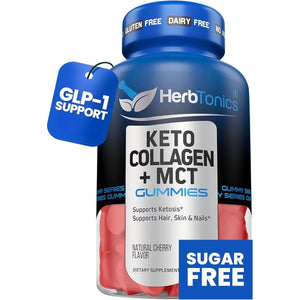 Herbtonics Keto Gummies with MCT + Collagen | Anti Aging, Hair Growth, Skin Care & Strong Nails 