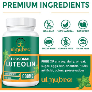800 MG Liposomal Luteolin Supplement - Premium Antioxidant Supplement for Brain & Overall Well-Being 60 Softgels