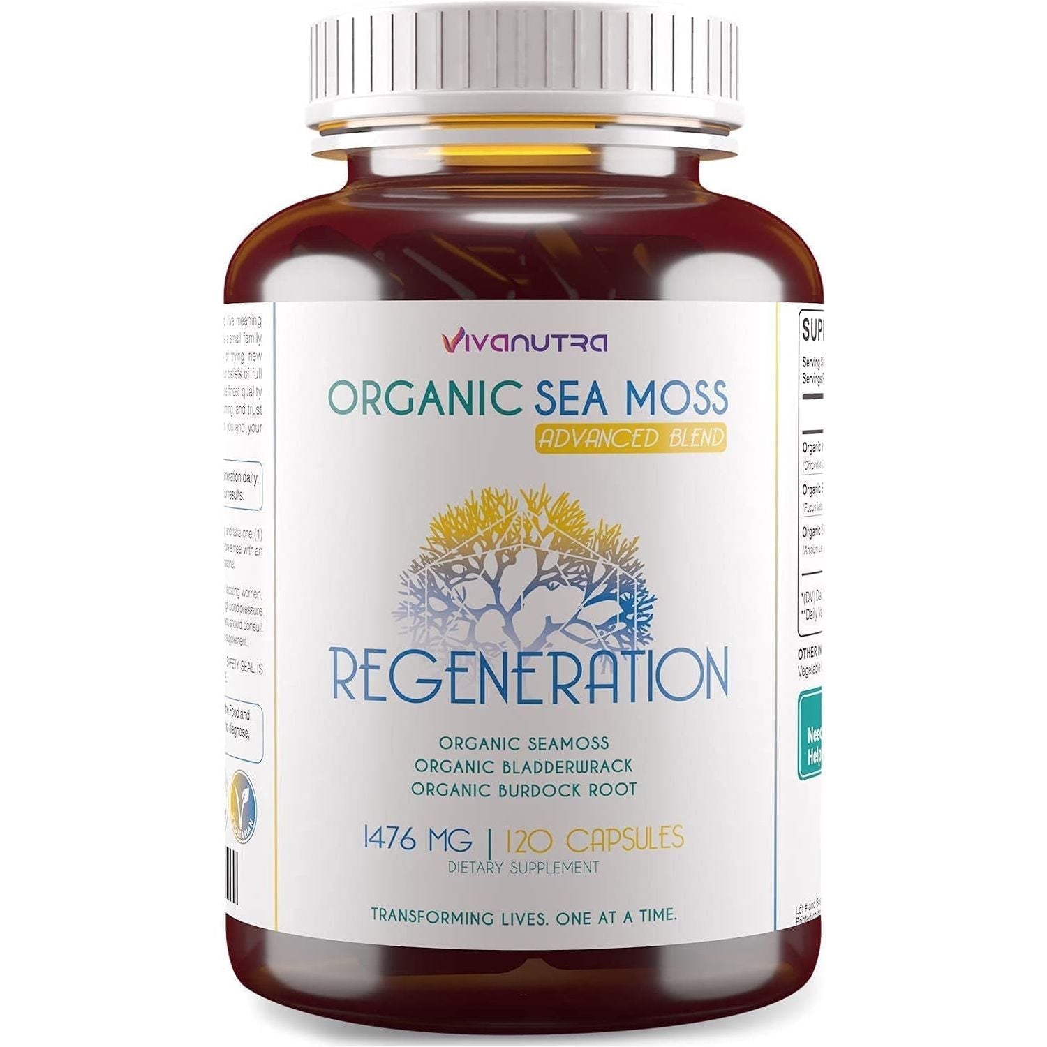 Organic Sea Moss Capsules, Bladderwrack & Burdock Root 120 Count