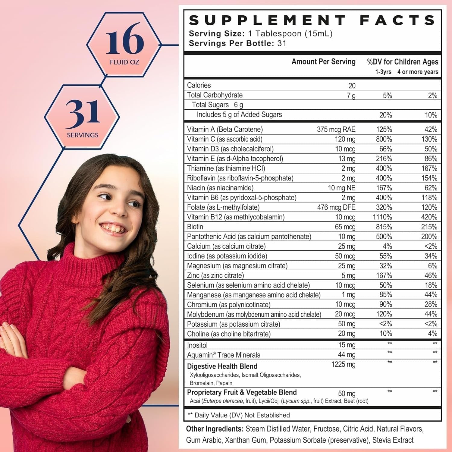 Best Nest Wellness Kids Multi plus - Brain Health Support Supplement for Kids 16 Fl Oz