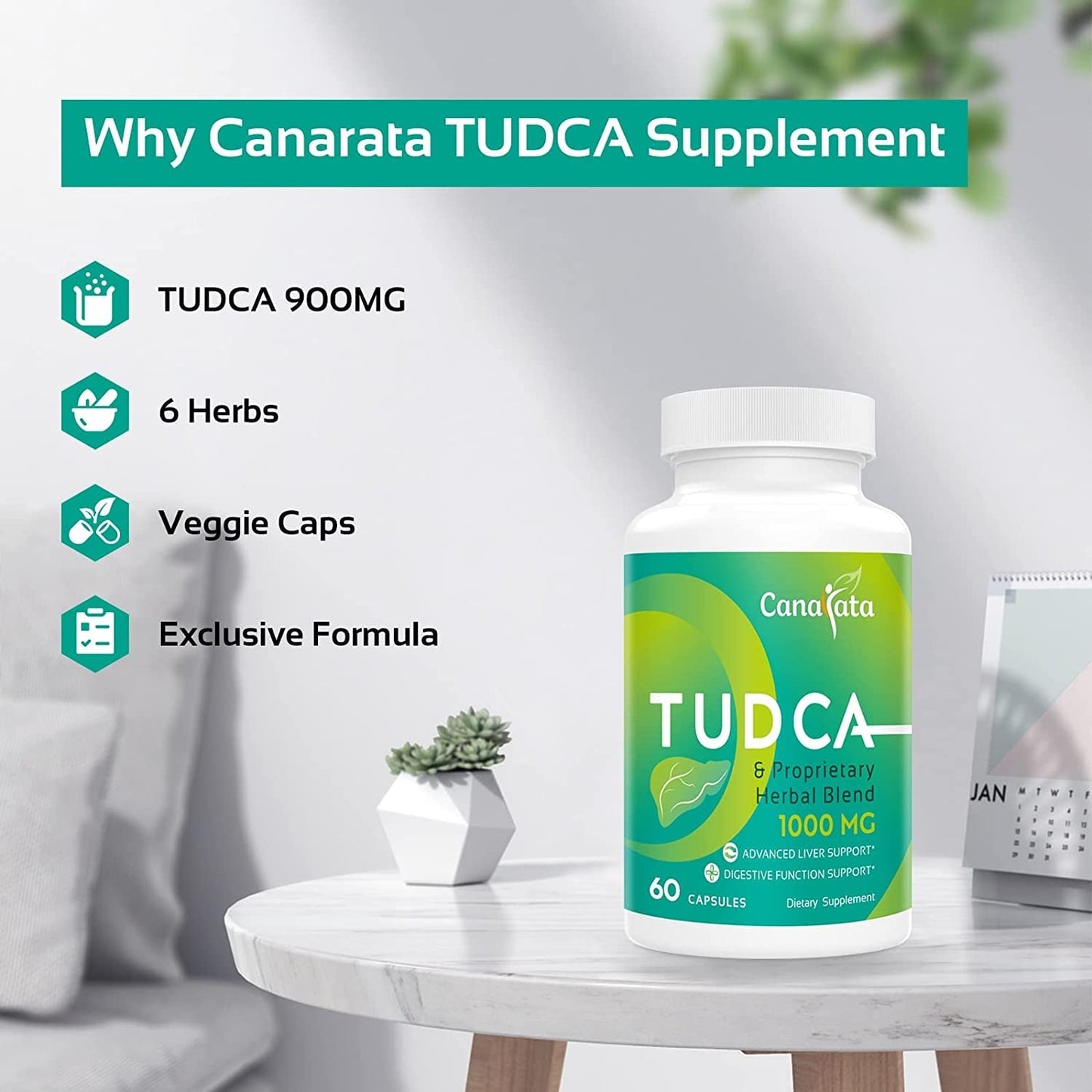 TUDCA Liver Support Supplements 1000Mg - 60 Vegan Capsules