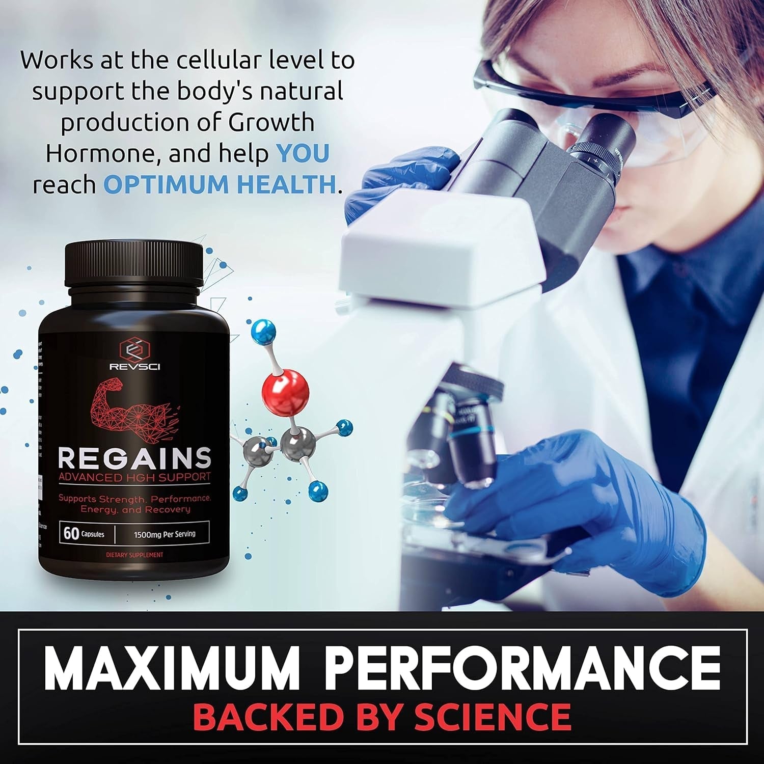 HGH Supplements - Regains Natural Anabolic Muscle Growth Building GH & Human Growth Hormone for Men 60 Pills