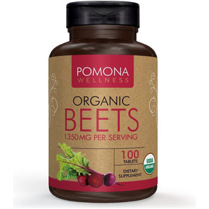 Pomona Wellness Beet Root Supplement Powder 1350Mg for Heart Health, Circulation, Energy & Athletic Performance 100 Tablets