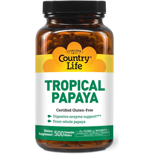 Country Life - Natural Tropical Papaya Enzyme - 500 Chewable Wafers