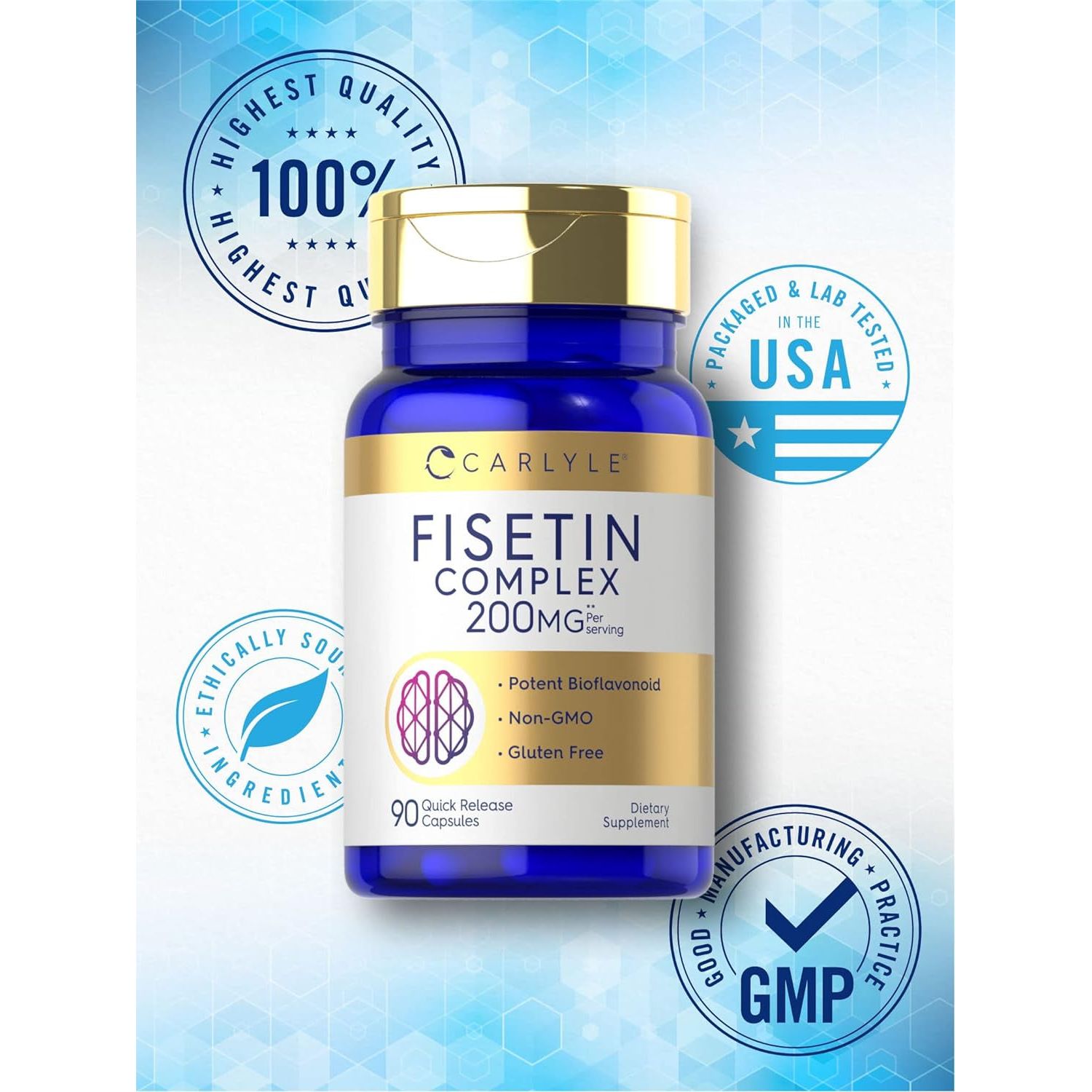 Carlyle Fisetin Complex Supplement | 200Mg | 90 Capsules | Non-Gmo and Gluten Free