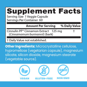 Doctors BEST Cinnamon Extract Cinnulin PF, Supports Glycemic Balance Already within Normal Range, 60 Capsules