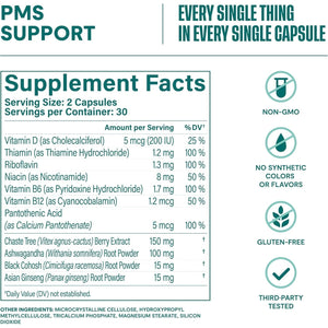 Habit PMS Support Supplement for Women - Supports Premenstrual Symptoms & Stress, Hormone Balance (60 Capsules)