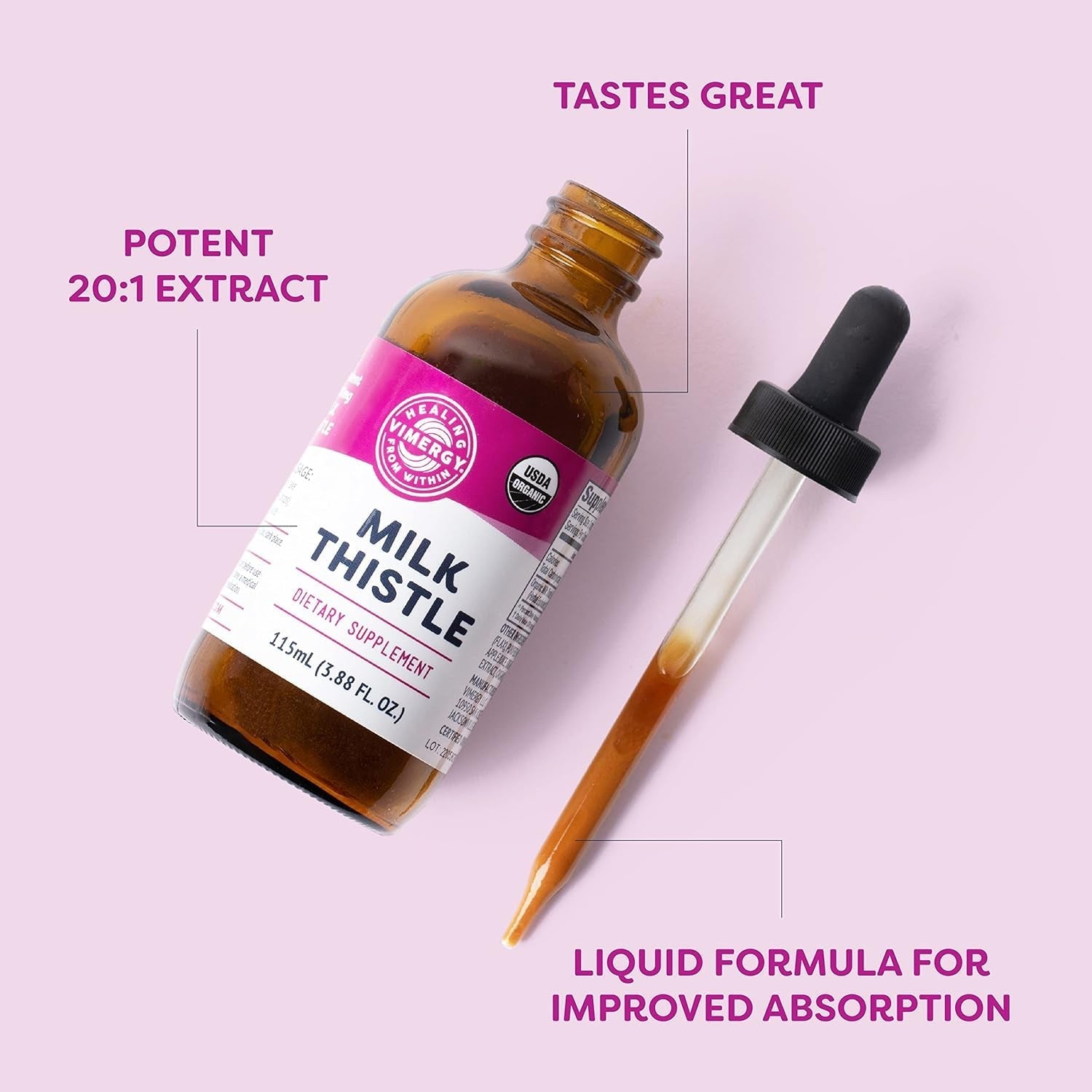 Vimergy Milk Thistle – Supports Liver Function* – Promotes Healthy Digestion*  115 Ml (57 Servings)