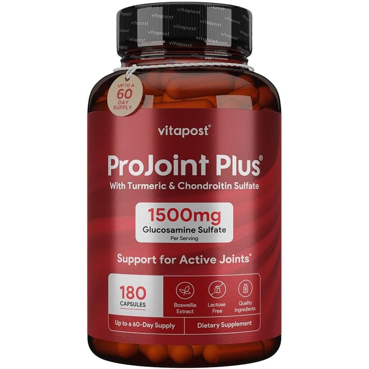 Projoint plus Joint Support Supplement with Glucosamine Sulfate, Chondroitin, MSM, Turmeric, Boswellia & Bromelain - 180 Capsules