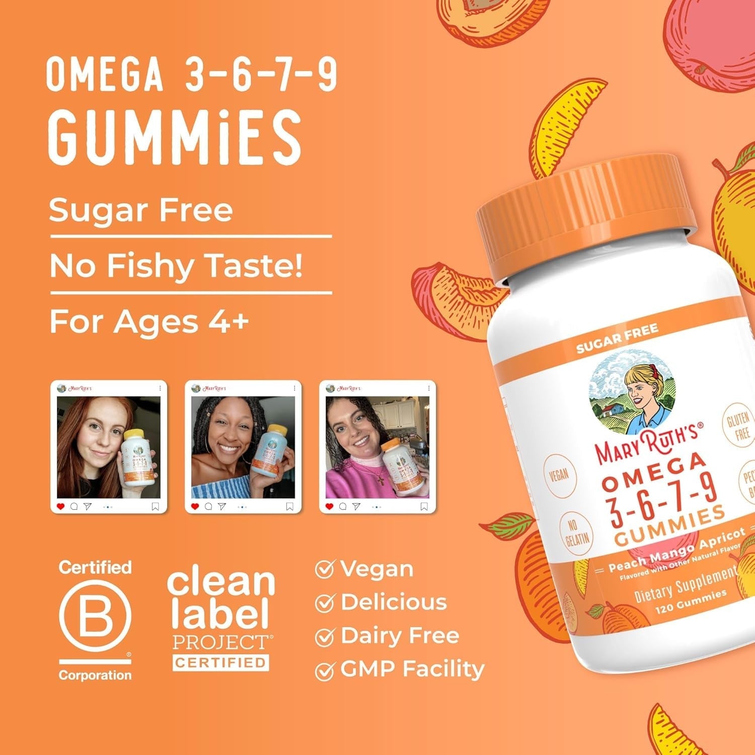 Maryruth Organics Vegan Omega 3 6 7 9 Gummies | 120 Count