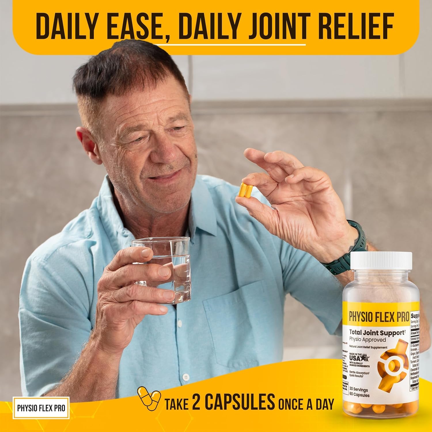 Total Joint Support Supplement for Men with Glucosamine, Chondroitin, Selenium & Bromelain | 60 Capsules