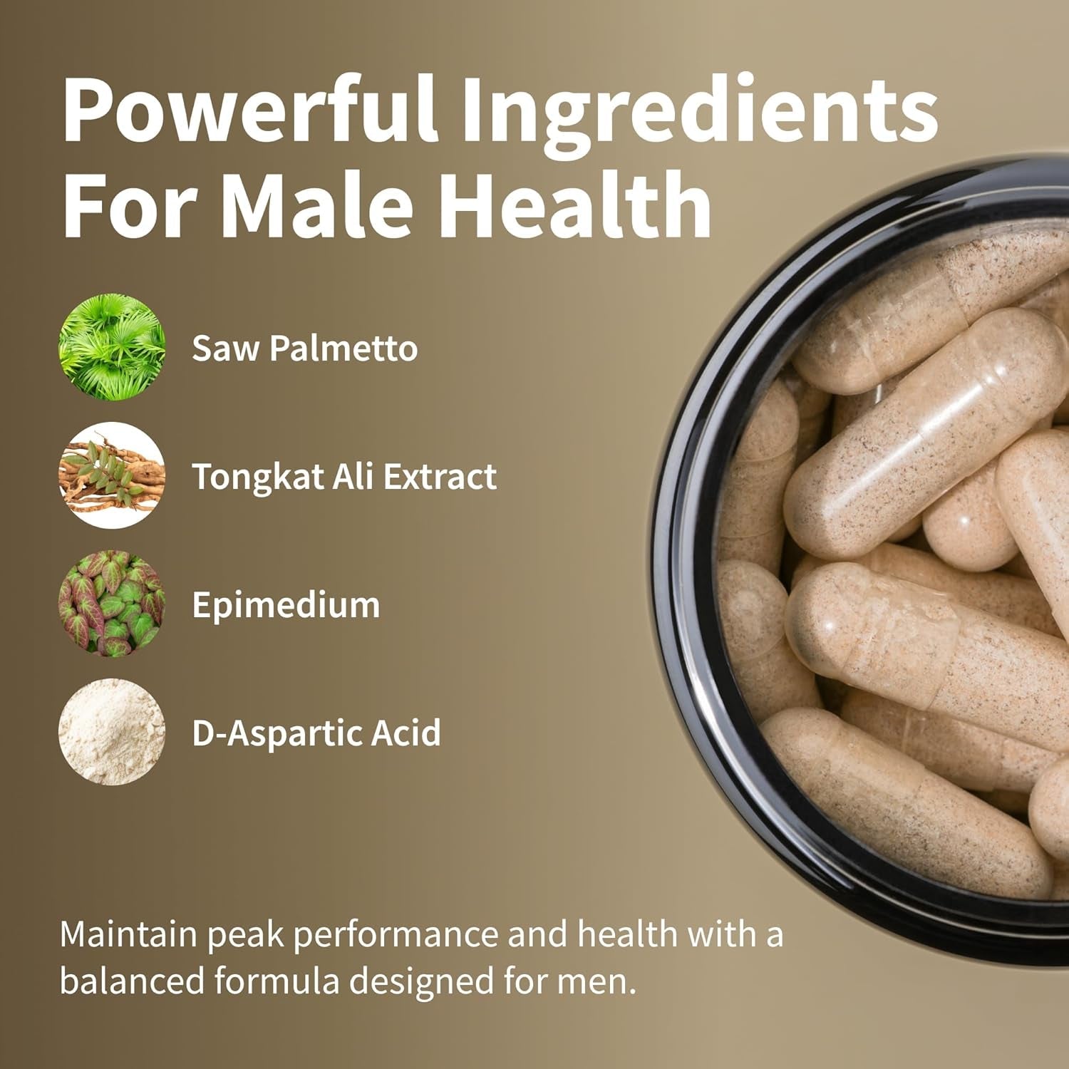 Snap Testosterone Booster for Men - Promotes Muscle Growth, Enhancing Natural Energy, Stamina and Strength 60 Capsules