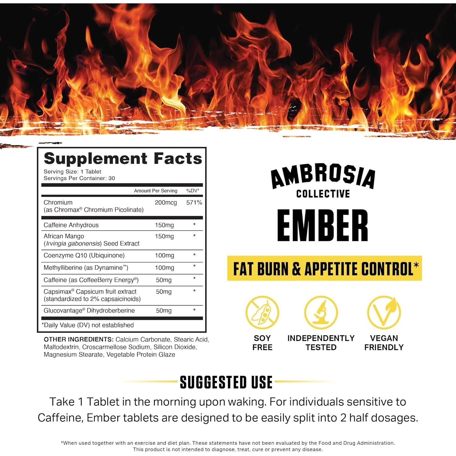 Ambrosia Ember™ Thermogenic Fat Burner & Appetite Support Supplement Pills