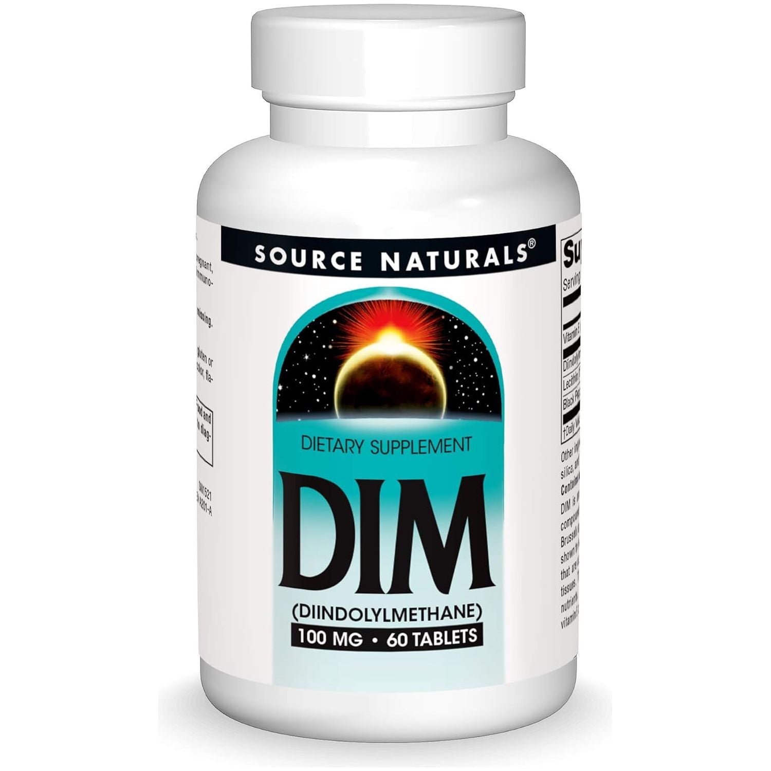 Source Naturals DIM, Diindolylmethane 100Mg with Bioperine, Vitamin E & More - 60 Tablets