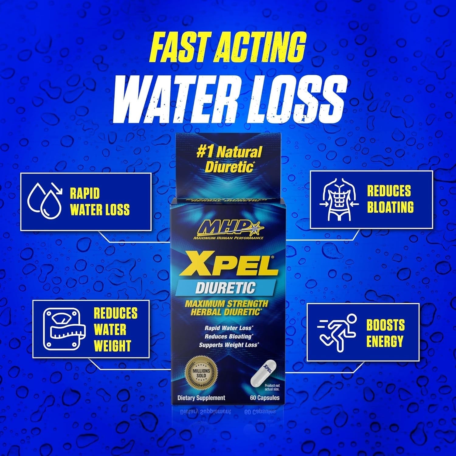 Maximum Human Performance Xpel Maximum Strength Diuretic Water Pills 80 Capsules
