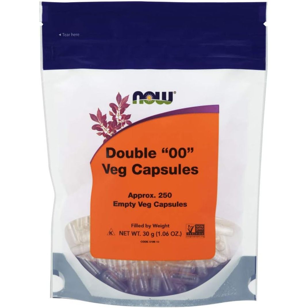 NOW Foods Supplements, Empty Vegetarian Capsules, Double "00", Filled by Weight, Non-Gmo Project Verified, 250 Veg Capsules