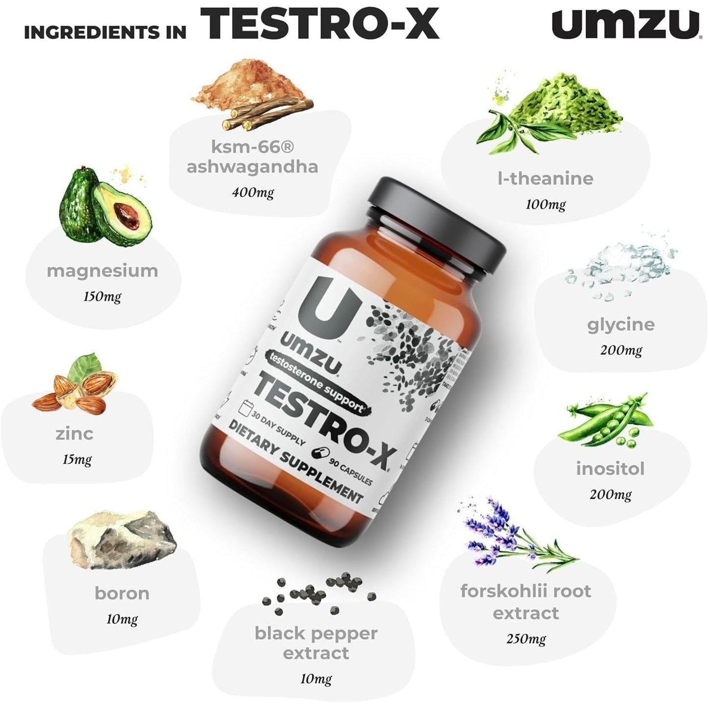 UMZU Testro-X Testosterone Supplement for Men | Support Energy, Strength, Stamina & Healthy T Levels (30 Day Supply)
