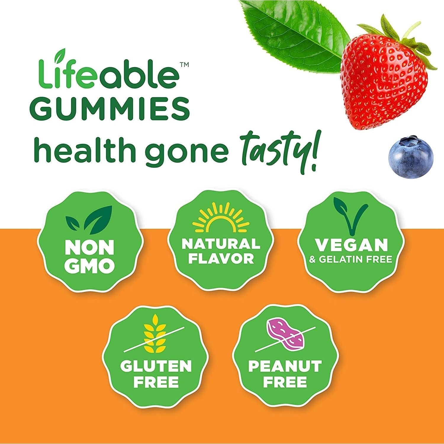 Lifeable Glucose Gummies - Great Tasting Natural Flavor Gummy - for Adults and Kids - 90 Gummies