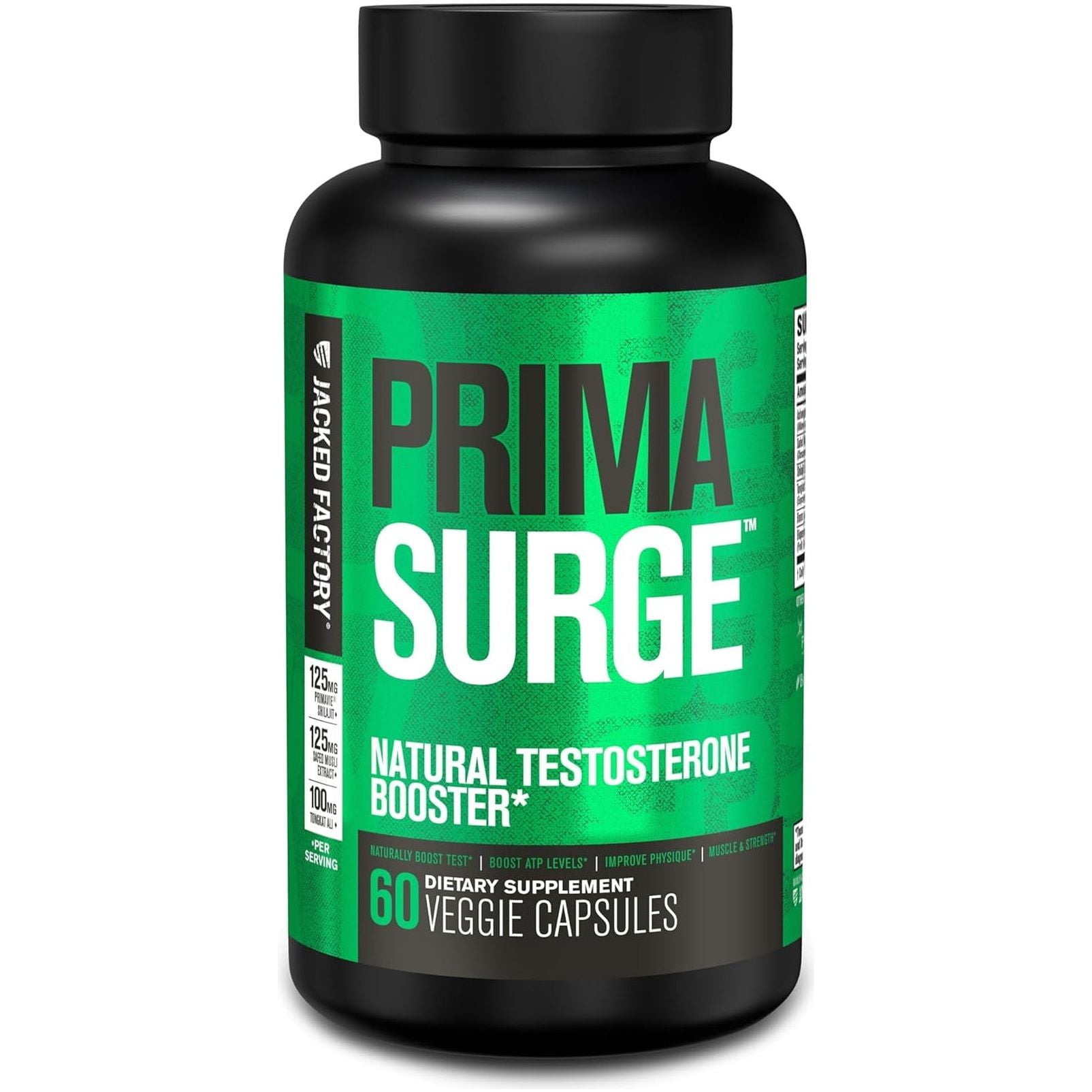 Jacked Factory Testosterone Booster for Men PRIMASURGE - W/Tongkat Ali, Primavie, Ashwagandha 60 Veggie Pills