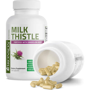 Bronson Milk Thistle Silymarin Marianum & Dandelion Root Liver Health Support, 120 Capsules
