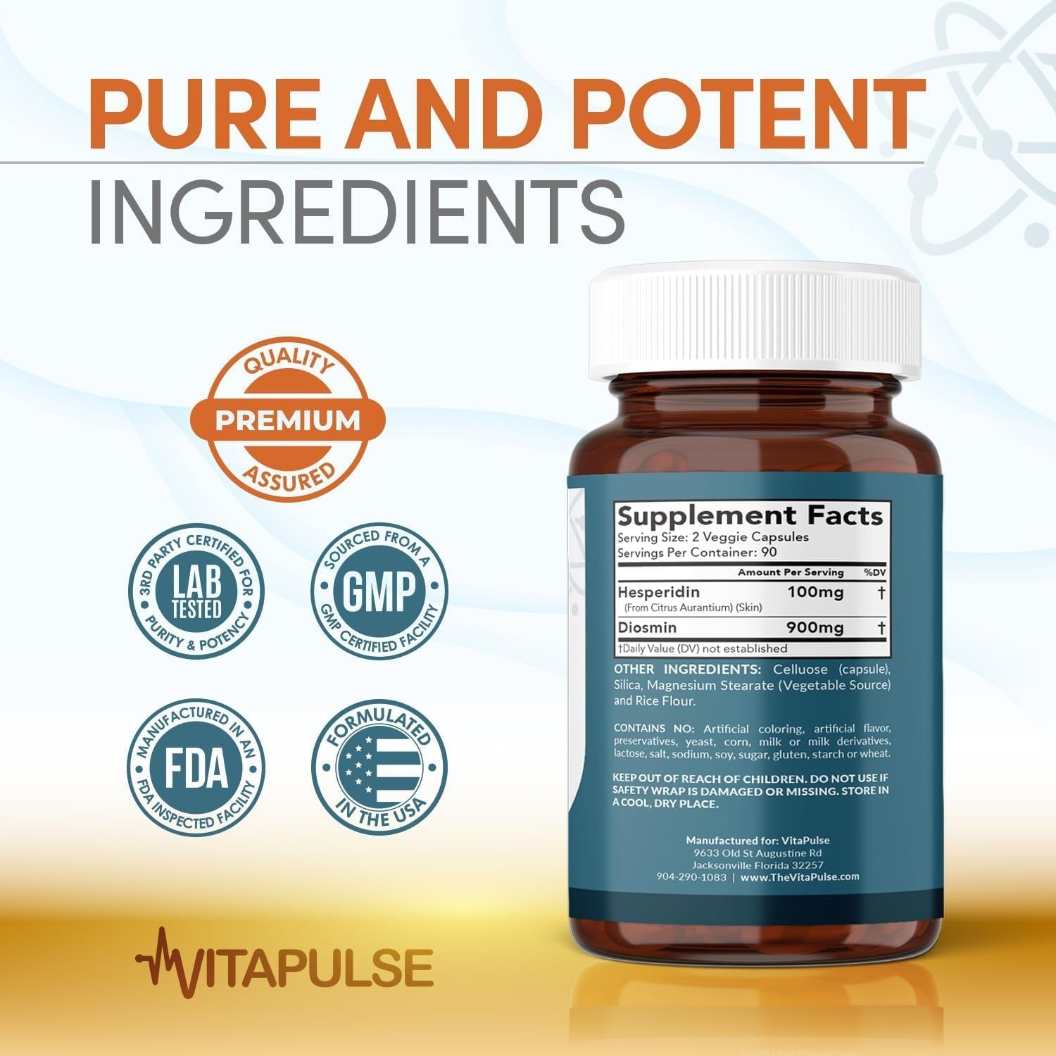 Hesperidin plus 1000Mg per Serving (180 Vegetarian Capsules) - 90 Days Supply