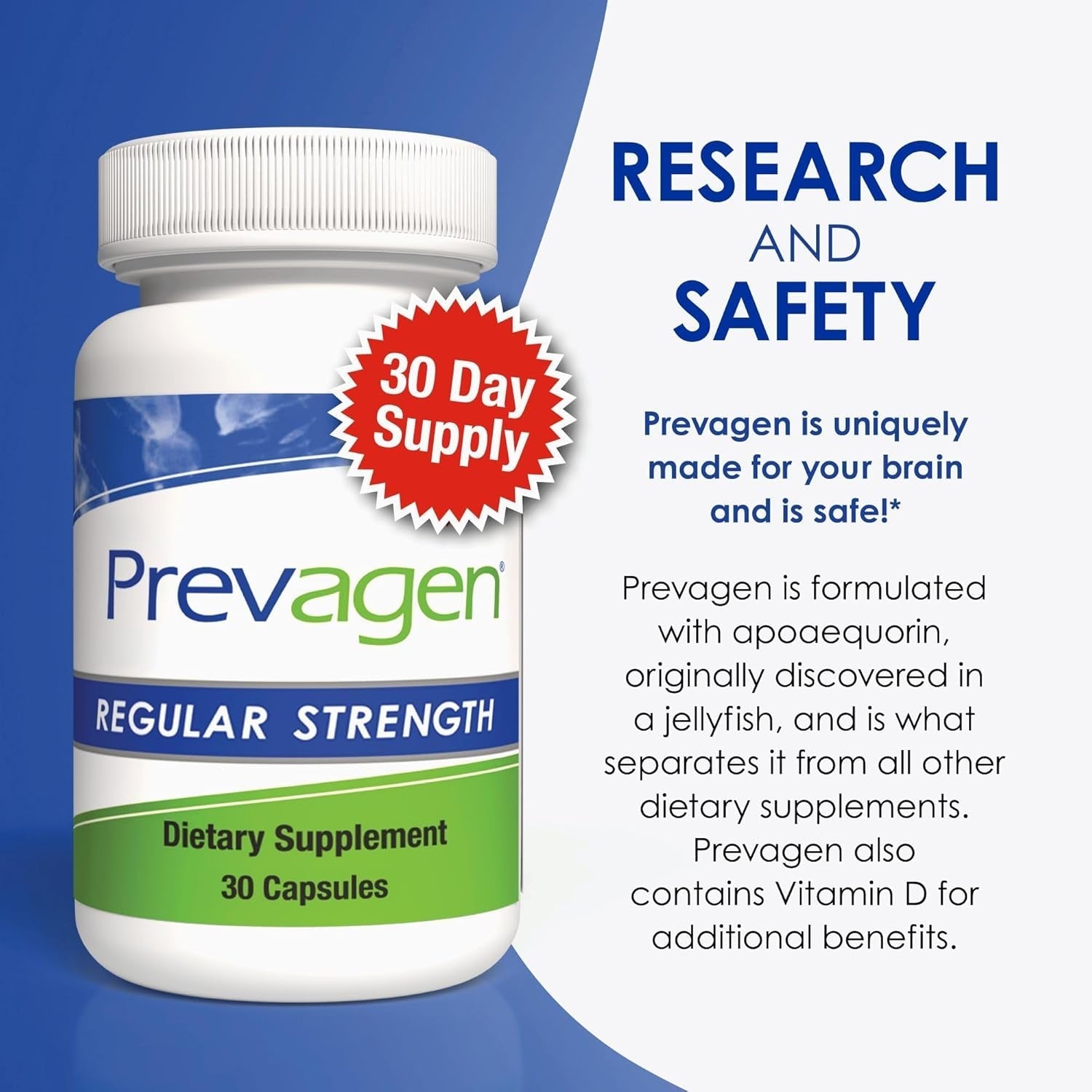 Prevagen Regular Strength 10Mg, 30 Capsules with Apoaequorin & Vitamin D and 7-Day Pill Minder