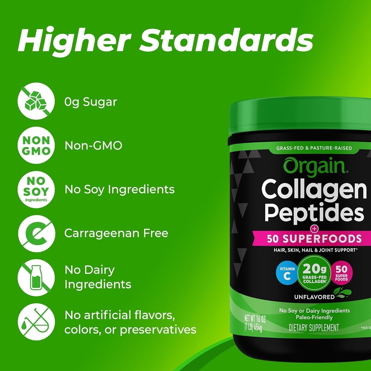 Orgain Hydrolyzed Collagen Powder + 50 Organic Superfoods for Women & Men (1 Lbs)