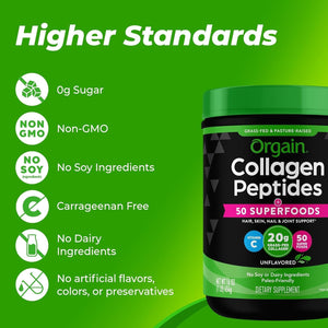 Orgain Hydrolyzed Collagen Powder + 50 Organic Superfoods for Women & Men (1 Lbs)