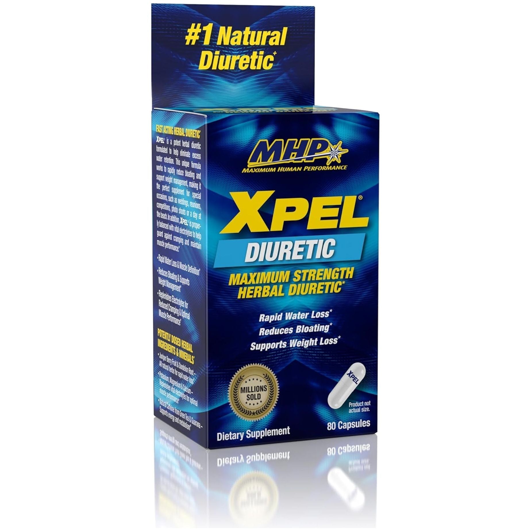 Maximum Human Performance Xpel Maximum Strength Diuretic Water Pills 80 Capsules