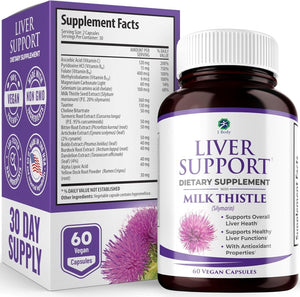 1 Body Liver Support Supplement - Liver Cleanse & Repair - 60 Capsules - Suppviv