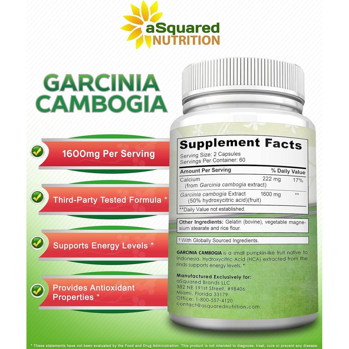 100% Pure Garcinia Cambogia Extract - 120 Capsules, Ultra High Strength HCA, Natural Weight Loss Diet Pills XT - Suppviv