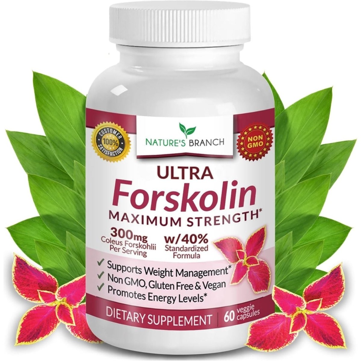 100% Ultra Pure Forskolin for Weight Management Maximum Strength for Men & Women 60 Capsules - Suppviv