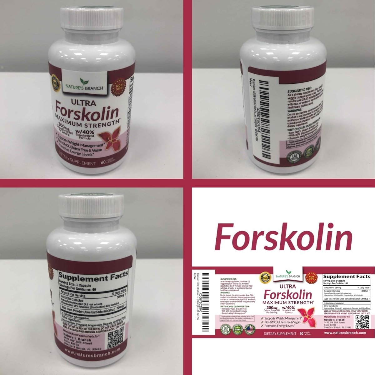 100% Ultra Pure Forskolin for Weight Management Maximum Strength for Men & Women 60 Capsules - Suppviv