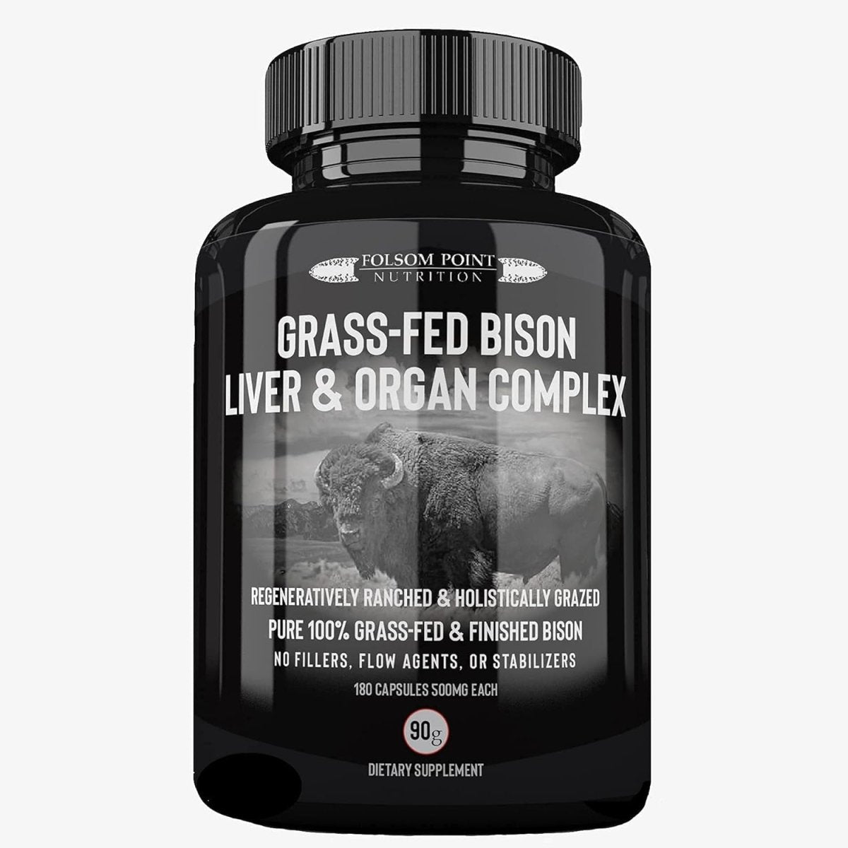100Percent Grass - Fed Bison Liver Heart & Organ Complex | Desiccated Bison Liver Pill Supplement (Single Bottle) | All - American - Suppviv