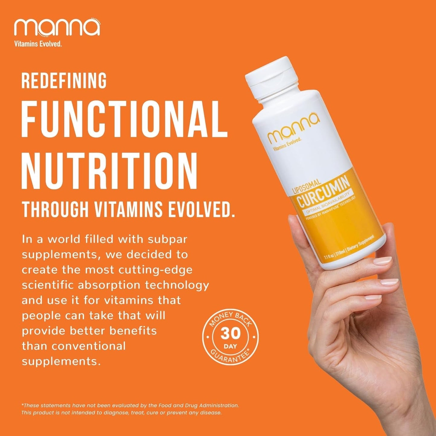 Manna Vitamins Evolved Liposomal Liquid Curcumin for Advanced Absorption Best Turmeric Supplement for a Healthy Life